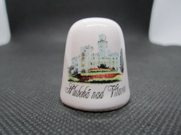 Sběratelský náprstek - Hluboká nad Vltavou, glazovaná keramika, barevný