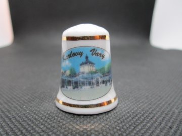 Sběratelský náprstek - Karlovy Vary - oboustranný, bílý