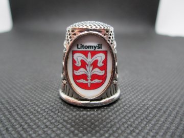 Sběratelský náprstek - 3D Litomyšl - znak, bílý kov
