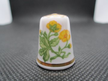 Sběratelský náprstek - TCC Spode England - Buttercup, Flower of the Year 1986