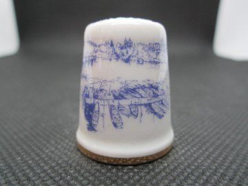 Sběratelský náprstek - Praha - panorama, modrý - Český porcelán Dubí