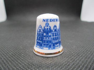 Sběratelský náprstek - Holandsko - starobylé domy, modrý