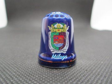 Sběratelský náprstek - Španělsko - Málaga, znak, modrý
