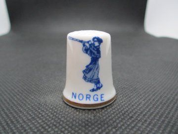 Sběratelský náprstek - Norsko - s postavou, modrý