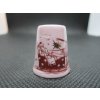 Sběratelský náprstek - Haas a Czjzek Chodov Czechoslovakia - vánoční, růžový porcelán