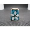 Sběratelský náprstek - Mexiko - Mother of Pearl, modrá mozaika s květem