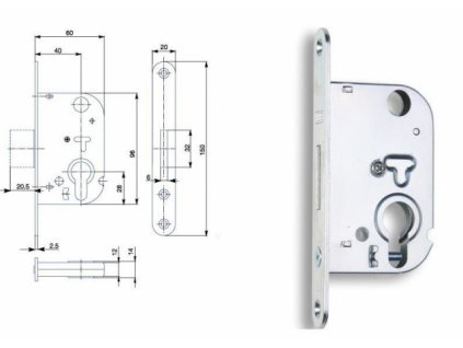 Hobes K 132 zámek zadlabací závorový vložkový