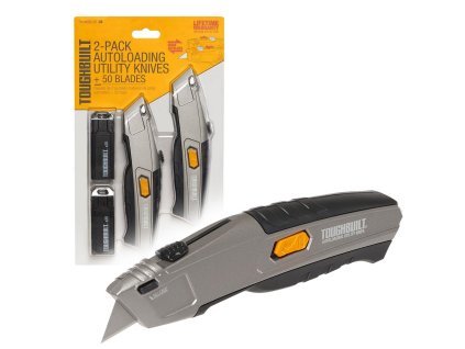 Toughbuilt | Kovový automatický vysouvací nůž - set dva nože + 50 čepelí