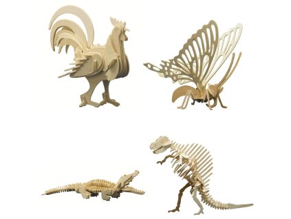 Pebaro | Dřevěná stavebnice se zvířaty - Set 4 ks