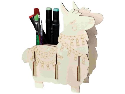 Pebaro | Dřevěný laserem vyřezávaný stojánek na tužky ve tvaru lamy