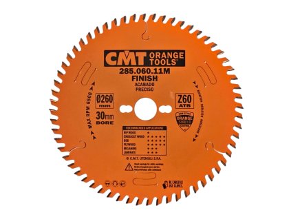 CMT | Pilový kotouč na dřevo, podélný a příčný řez ø 260/30 mm Z60 WZ/ATB