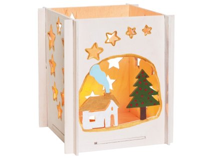 Pebaro | Dřevěná stavebnice – vánoční domeček s držákem na čajovou svíčku