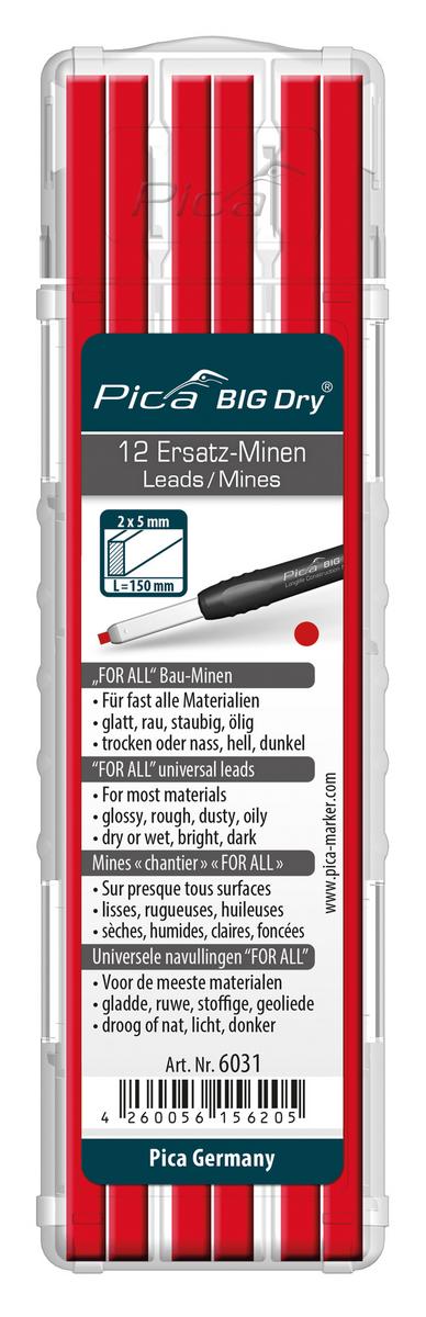 Pica | Tuhy na většinu materiálů pro tesařskou tužku Barva: červená