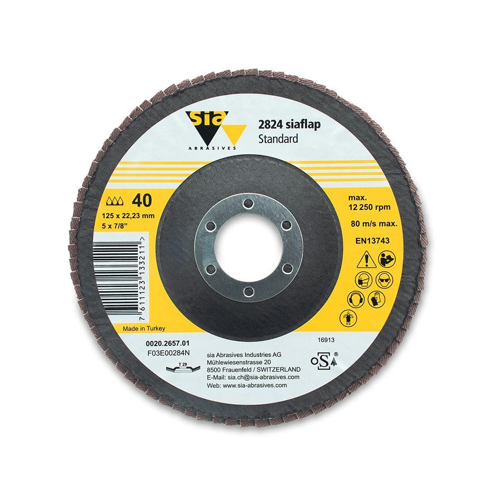 SiaAbrasives | Lamelové kotouče pro úhlové brusky SiaFlap Průměr: 125 mm, Hrubost: P 40