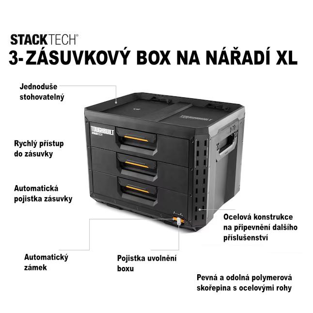 Toughbuilt | StackTech® - XL box na nářadí s 3zásuvkami