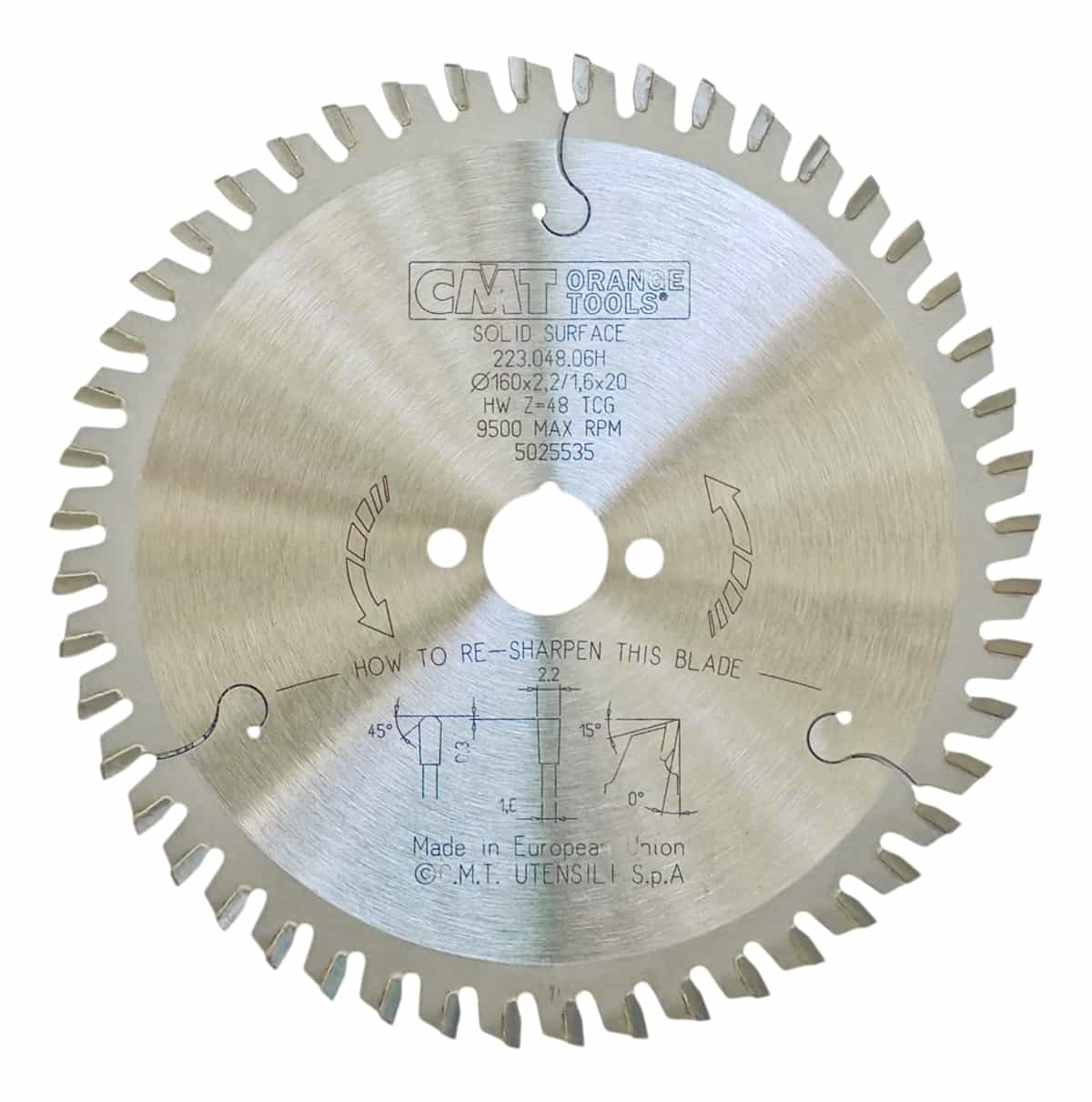 CMT | Pilový kotouč na Corian a plasty ø160/20mm Z48 TFZ/TCG
