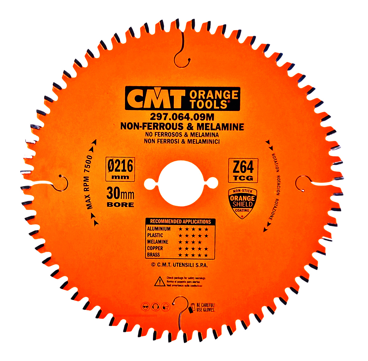 CMT | Pilový kotouč na lamino, plast a neželezné kovy ø 216/30 mm Z64 TFZ