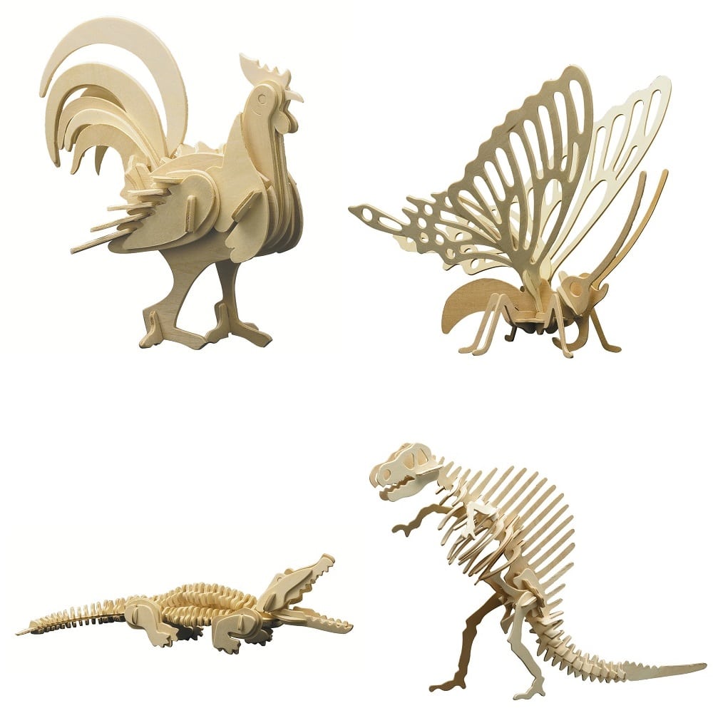 Pebaro | Dřevěná stavebnice se zvířaty - Set 4 ks