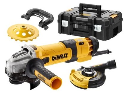 DWE4257KT DeWALT úhlová bruska 125mm 1500W s regulací otáček ,set na broušení betonu v kufru TSTAK