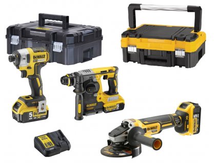DCK305P3T DeWALT 18V AKU sada kladivo + utahovák + úhlová bruska DCH273 + DCF887 + DCG405