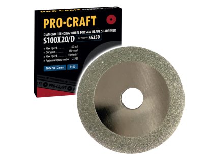 Brusný kotouč pro ostřičku pilových kotoučů Procraft S100X20/D /SS350 | S100X20/D
