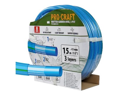 Modrá zahradní hadice Procraft PR-3KGH1315 3 vrstvy, 1/2" 15m | PR-3KGH1315
