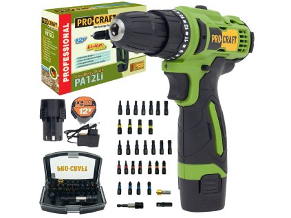 Aku vrtací šroubovák Procraft SPA12Li Compact se sadou bitů BS-32 | SPA12LiCompact/BS-32