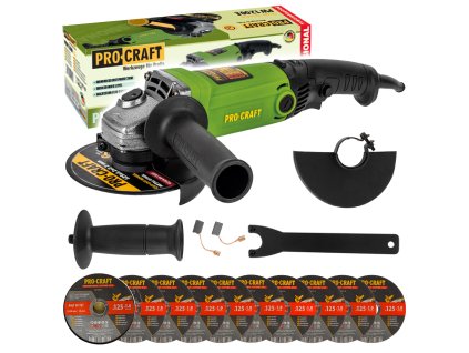 Bruska úhlová Procraft PW1200E + 10x řezný kotouč CD125x1.0b v kovovém boxu | SPW1200E/CD125x1.0b