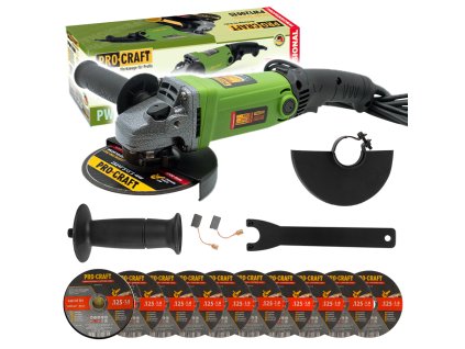 6358 bruska uhlova procraft pw1200es 10x rezny kotouc cd125x10b v kovovem boxu spw1200escd125x10b