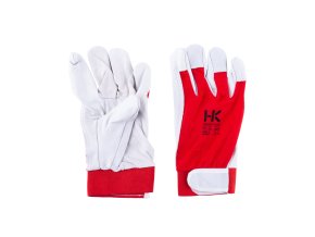 Rukavice kožené HUKY 8" bílo-červené IC3000