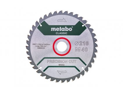 Pilový kotouč Metabo "precision cut wood - classic", 216x2,4/1,8x30, Z40 WZ 5°neg.