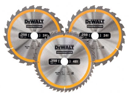 DeWALT DT1963 sada pilových kotoučů CONSTRUCTION, 250 X 30 mm, 3 ks