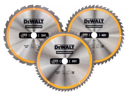 DeWALT DT1964 sada pilových kotoučů CONSTRUCTION, 305 X 30 mm, 3 ks