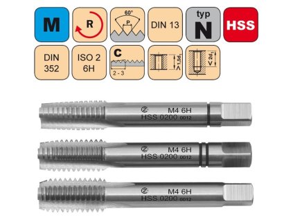 Sadový závitník M5x0,8 SADA ISO2 HSS DIN 3520200