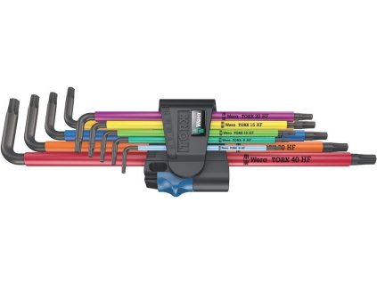 Zástrčné klíče Torx 967/9 TX XL Multicolour HF 1. Sada 9 ks dlouhých klíčů s přidržovací f