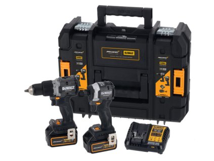 DeWALT 18V McLaren kombo sada, příklepová vrtačka, rázový utahovák 1/4", 2 x 5.0 Ah aku, nabíječka, Tstak