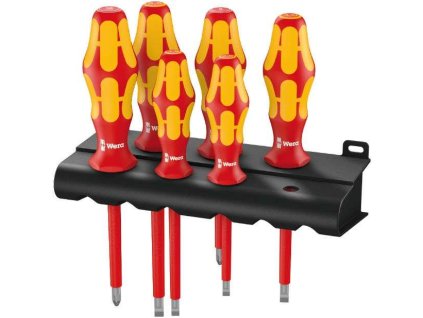 Wera 006145 Elektrikářské šroubováky Kraftform Plus VDE řada 100 typ 160 i/6 (Sada 6 dílů + stojánek)