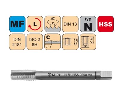 Závitník sadový M12x1,25 I ISO2 HSS DIN 2181 Levý