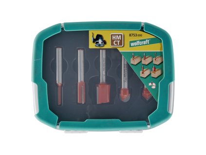 Wolfcraft sada 5-ti drážkových fréz HM v boxu 8753000