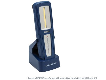 Scangrip UNIFORM Pracovní svítilna LED, aku, s nabíjecí stanicí, až 500 lm, 2600 mAh