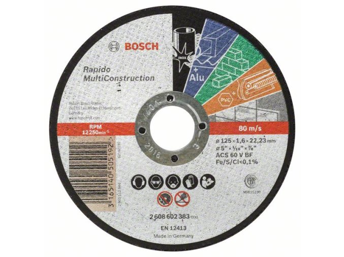 Rovný rezací kotúč Rapido Multi Construction ACS 46 V BF, 125 mm, 1,6 mm