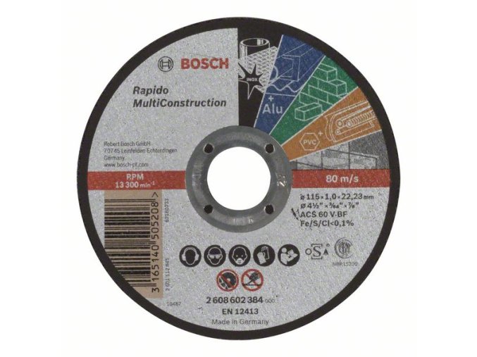 Rovný rezací kotúč Rapido Multi Construction ACS 60 V BF, 115 mm, 1,0 mm