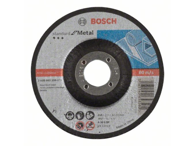 Rezací kotúč s prelisom Standard for Metal A 30 S BF, 115 mm, 22,23 mm, 2,5 mm