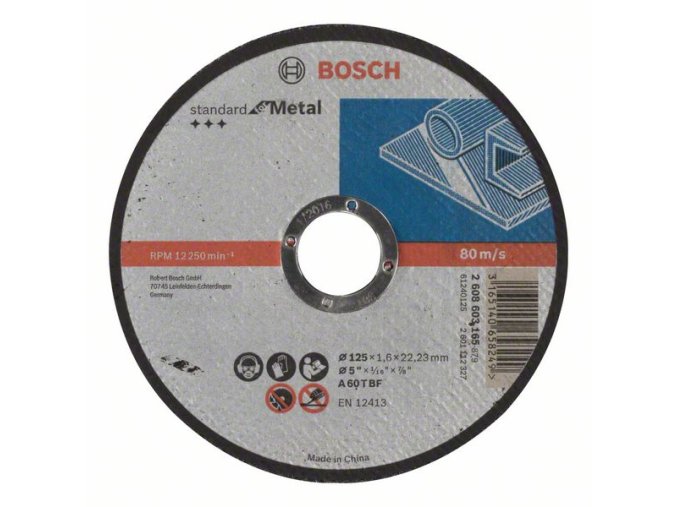 Rezací kotúč rovný Standard for Metal A 60 T BF, 125 mm, 22,23 mm, 1,6 mm