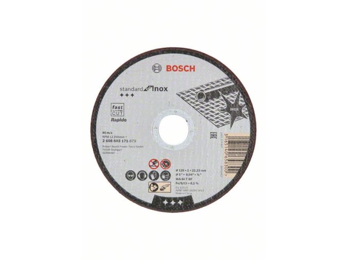 Rovný rezací kotúč Standard for Inox - Rapido WA 60 T BF, 125 mm, 22,23 mm, 1,0 mm
