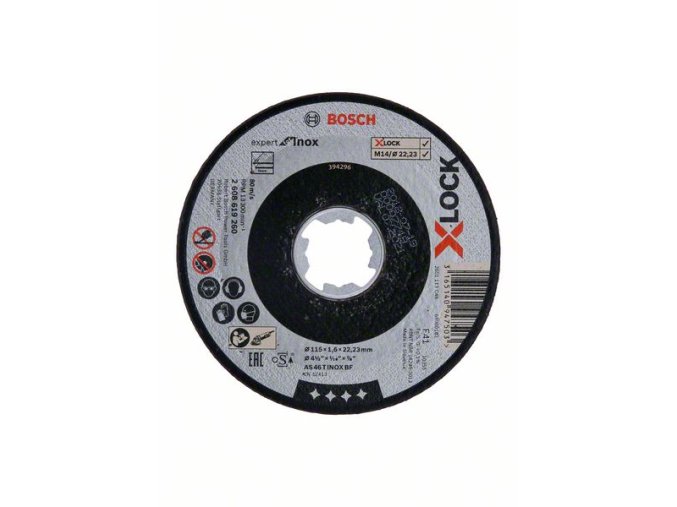 Rovné rezanie X-LOCK Expert for Inox 115 x 1,6 x 22,23 AS 46 T INOX BF, 115 mm, 1,6 mm
