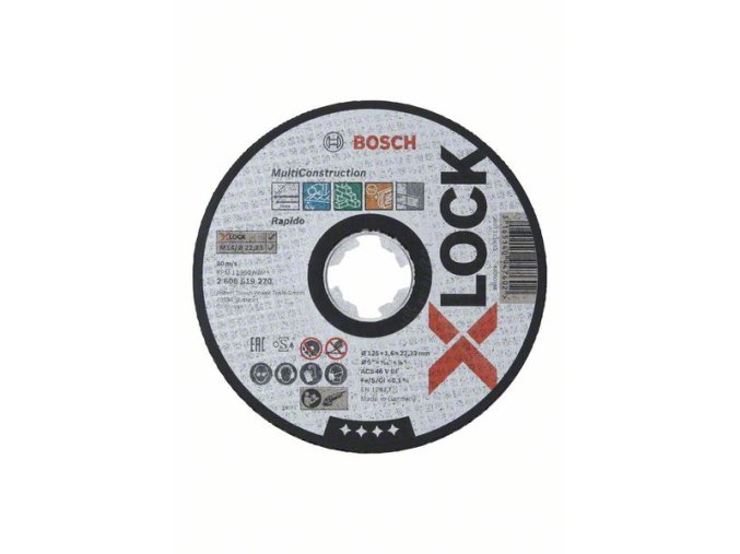 Rovné rezanie X-LOCK Multi Material 125 x 1,6 x 22,23 ACS 46 V BF, 125 mm, 1,6 mm