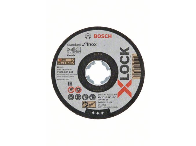 Rovné rezanie X-LOCK Standard for Inox 115 x 1 x 22,23 mm 115 x 1 x 22.23 mm