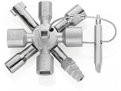 KNIPEX TwinKey® 00 11 01 – univerzálny multifunkčný kľúč pre rozvodové skrine a technické vybavenie budov