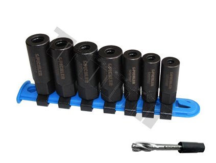 Sada držiakov pre závitníky M3-M12 s O-krúžkom v predu a 4 hranom vzadu., 7 dielna na kolajnici